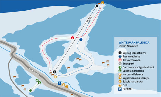 Ski map Ustroń Palenica