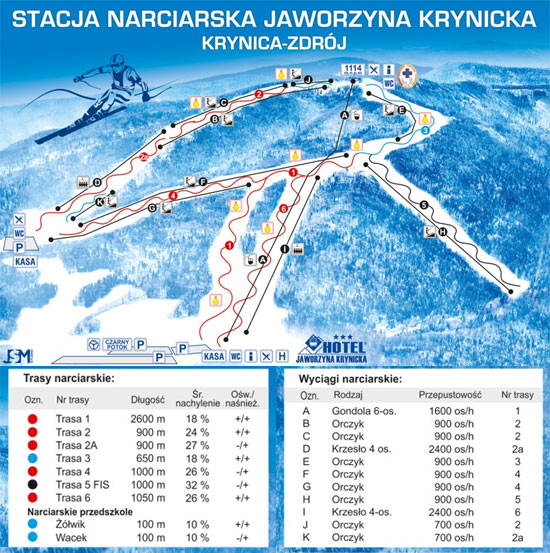 Mapa Tras Jaworzyna Krynicka 