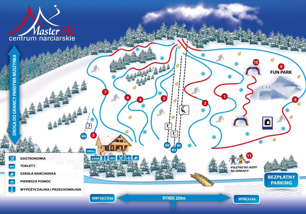 Mapa tras Master Ski Tylicz