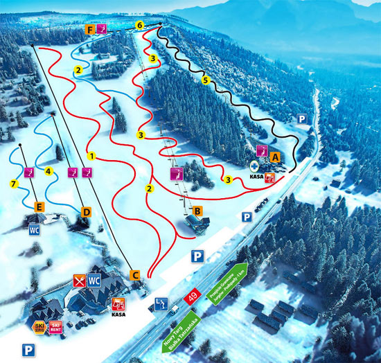 Mapa tras narciarskich Jurgów