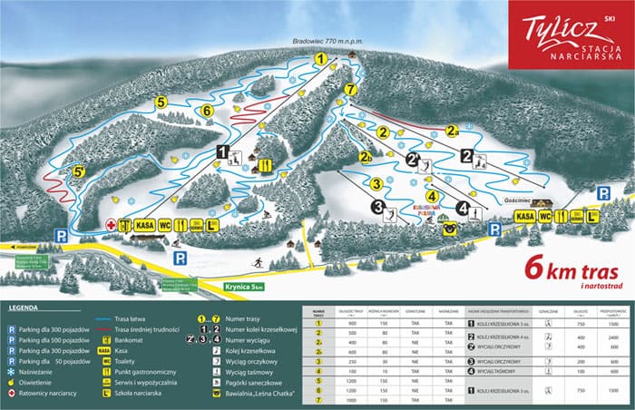 Mapa tras Tylicz Ski